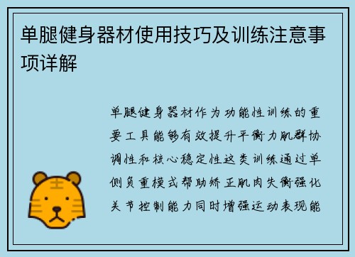 单腿健身器材使用技巧及训练注意事项详解